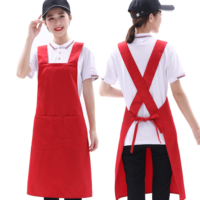 围裙定制logo韩版时尚厨房围腰餐厅工作服订做火锅店围裙印字包i.