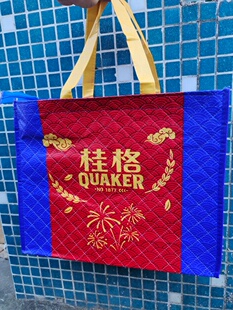 赠品菱格纹拉链无纺布收纳整理手提学生补习单肩环保购物袋家用大