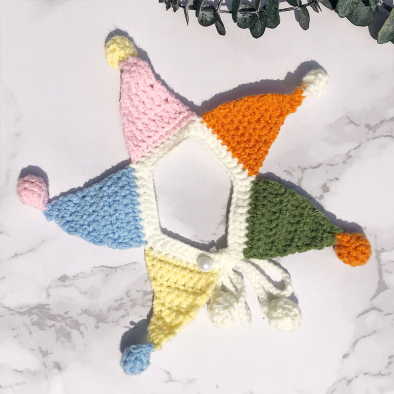 猫咪项圈毛线手工编织DIY可爱小丑项链配饰宠物英短布偶美短围脖