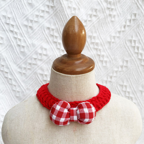 宠物手作diy毛线蝴蝶结围脖