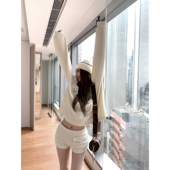 Thas9i九亿 套装 奶芙懒懒 小狗贴布绣毛巾布卫衣&翻盖单插袋短裤