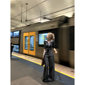 宽松阔腿长裤 Thas9i九亿 新款 低腰毛边设计感通勤西裤 智系OL