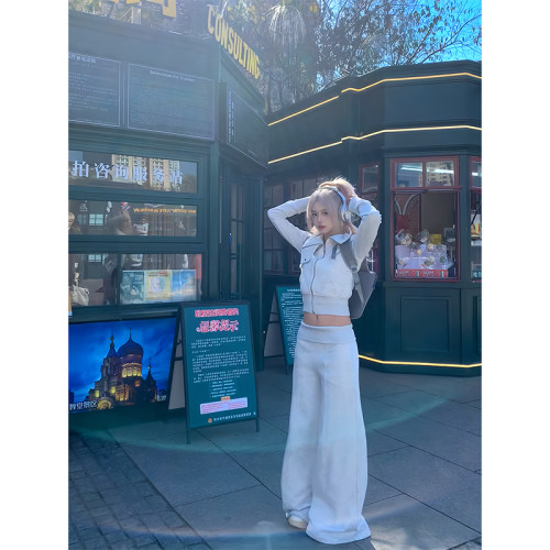 卫衣外套女低腰阔腿休闲卫裤套装