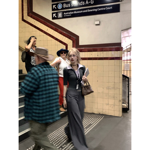 蕾丝撞色拼接假两件绑带polo衫