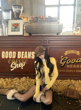 Thas9i九亿 软糯亲肤圆领绞花针织开衫上衣女休闲小狗刺绣毛衣