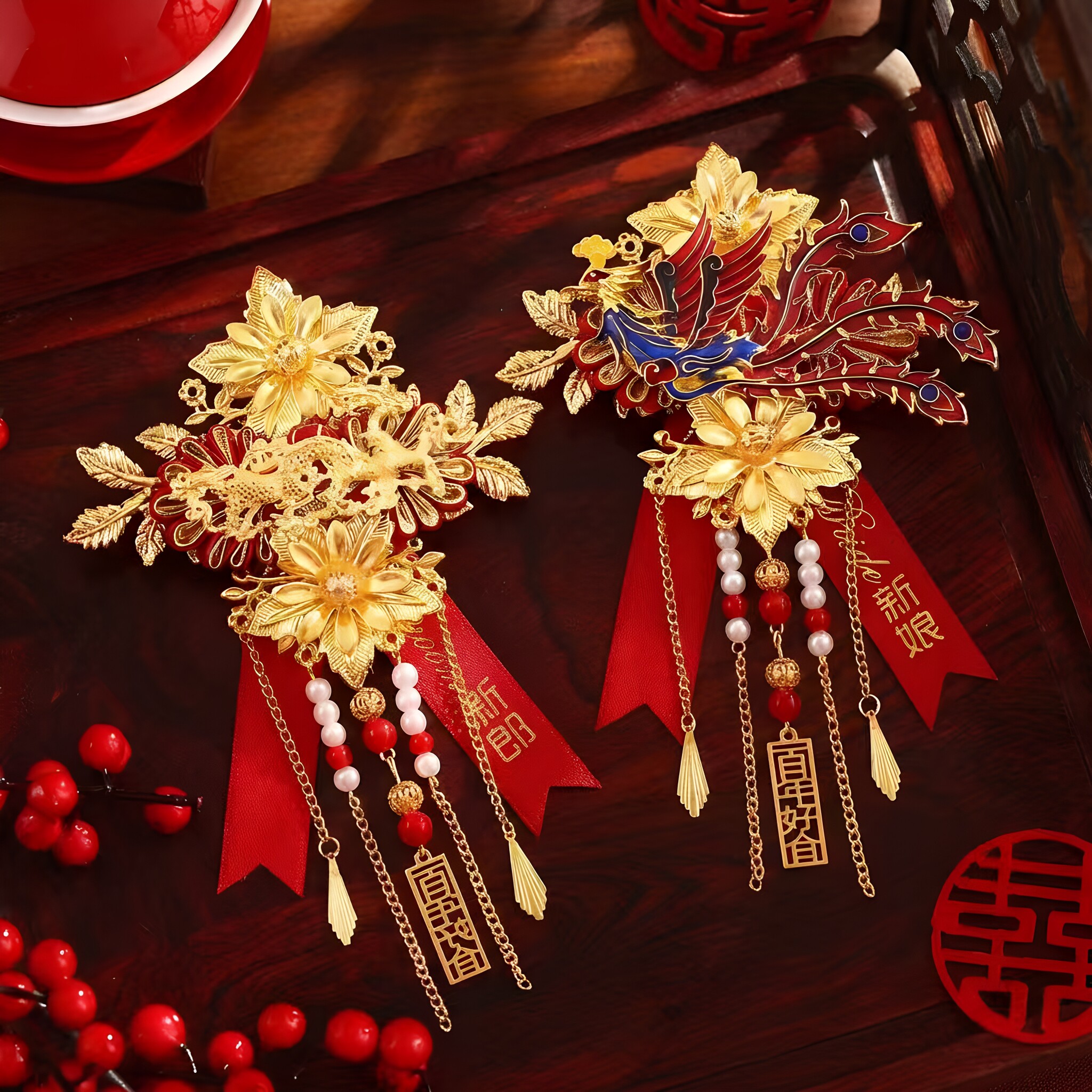 结婚高级感仿真胸花全套