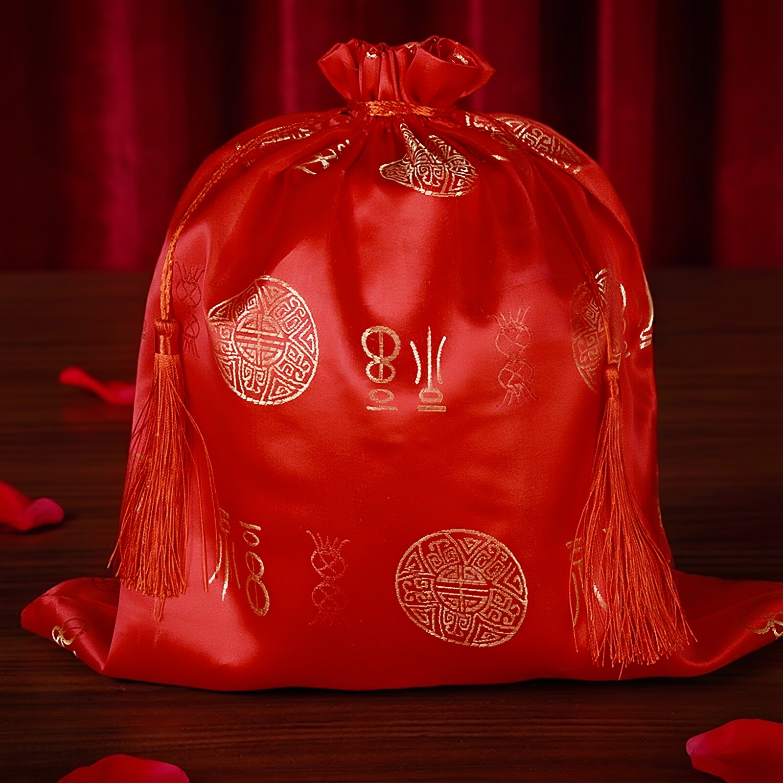 新娘陪嫁子孙袋装子孙桶陪嫁品束口袋结婚百子千孙袋早生贵子福袋