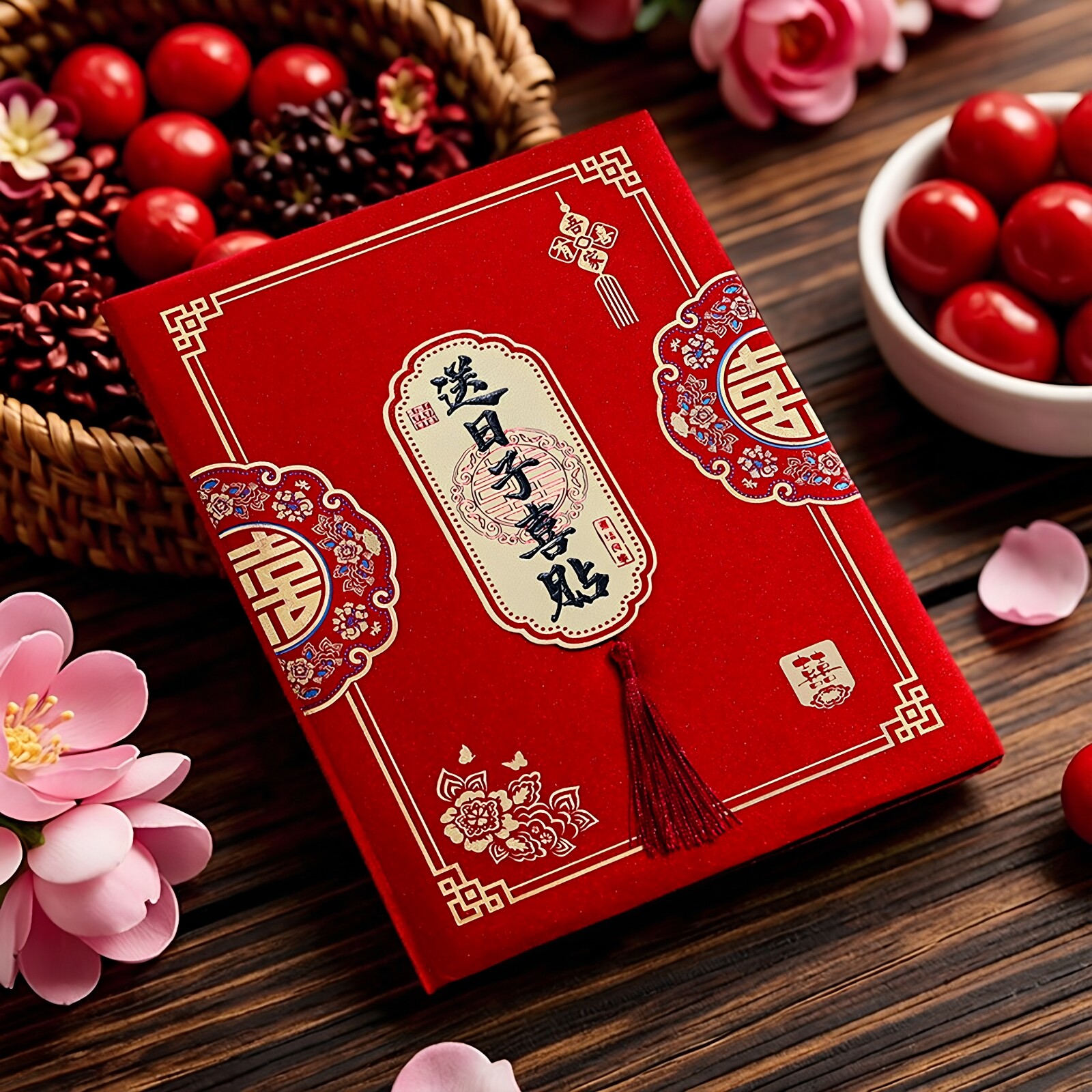 送日子婚帖纳聘礼金婚礼用品