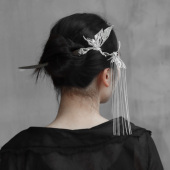 東黑三白 s930纯银原创设计感发簪步摇发饰礼物 星河蝶欲转