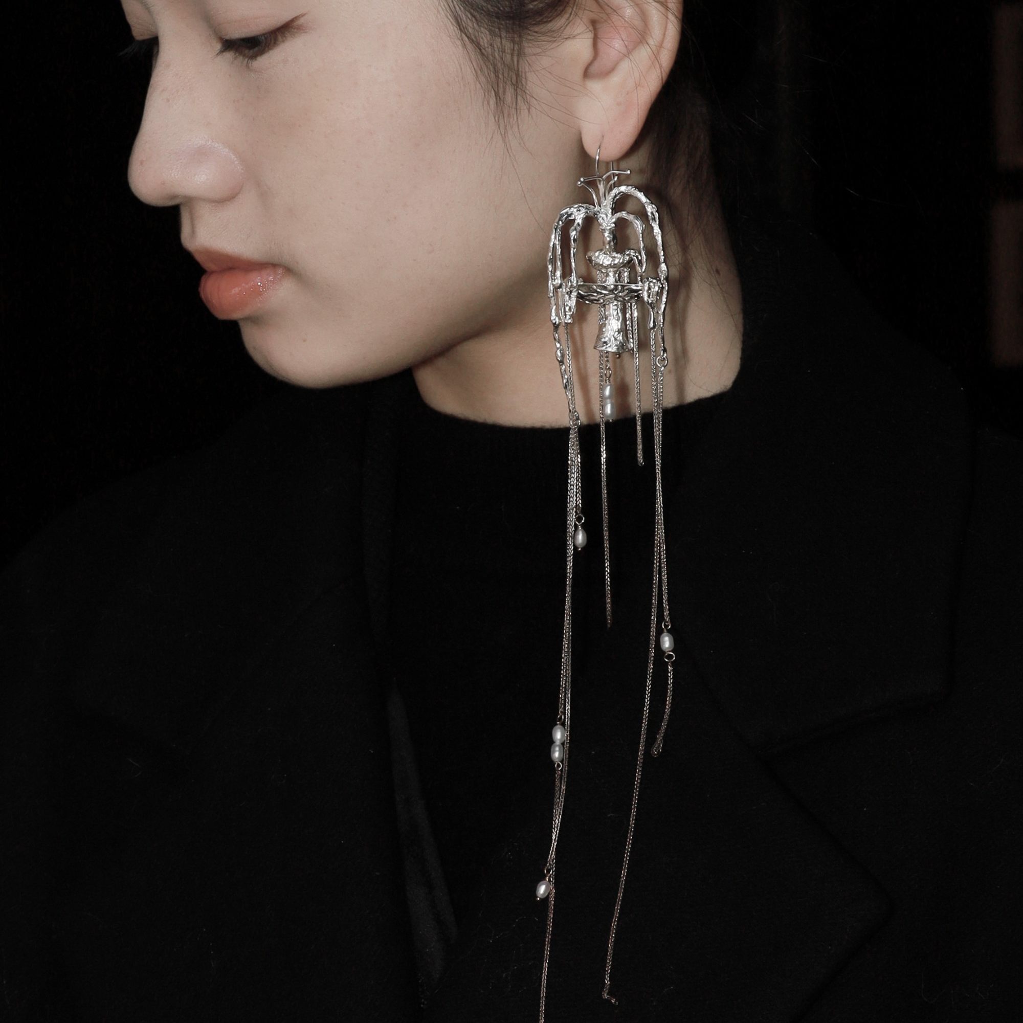 東黑三白/ 流水弥漫出的诗 s930纯银中式国风步摇流苏耳钩礼物,饰品/流行首饰/时尚饰品新,银饰耳饰,淘宝优惠券,粉丝福利购,淘宝优惠卷