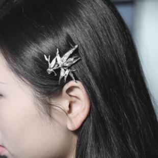 東黑三白/ 东方竹 s930纯银原创设计少女发饰侧边发夹饰礼物