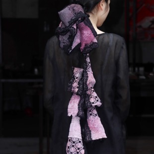 无黑为白x東黑三白/ 暮色锁紫霞 原创不规则褶皱拼接弹力发圈绳饰