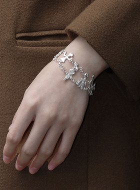 東黑三白/ 碎片人生 s930纯银原创艺术设计小众百搭女手链礼物