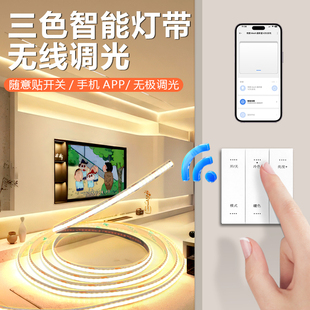 客厅吊顶灯带三色智能调光无线开关面板APP天花板电视背景墙COB