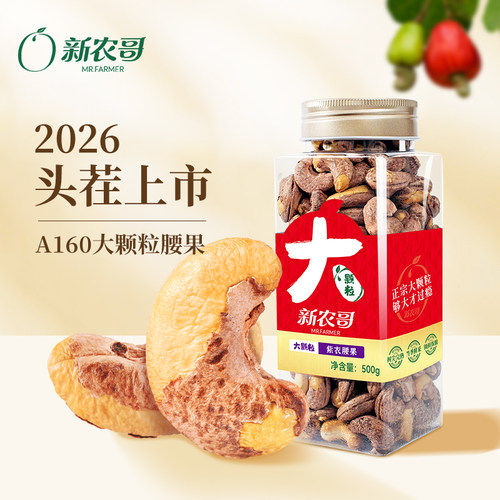 新农哥大颗粒新货紫皮腰果500g