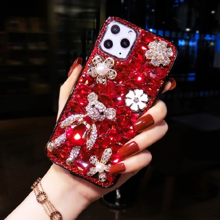 奢华熊oppoReno12满钻手机壳高级感reno11pro+带钻石闪9se保护套防摔findx7镶钻X6全包软边A98新款款A97女神5