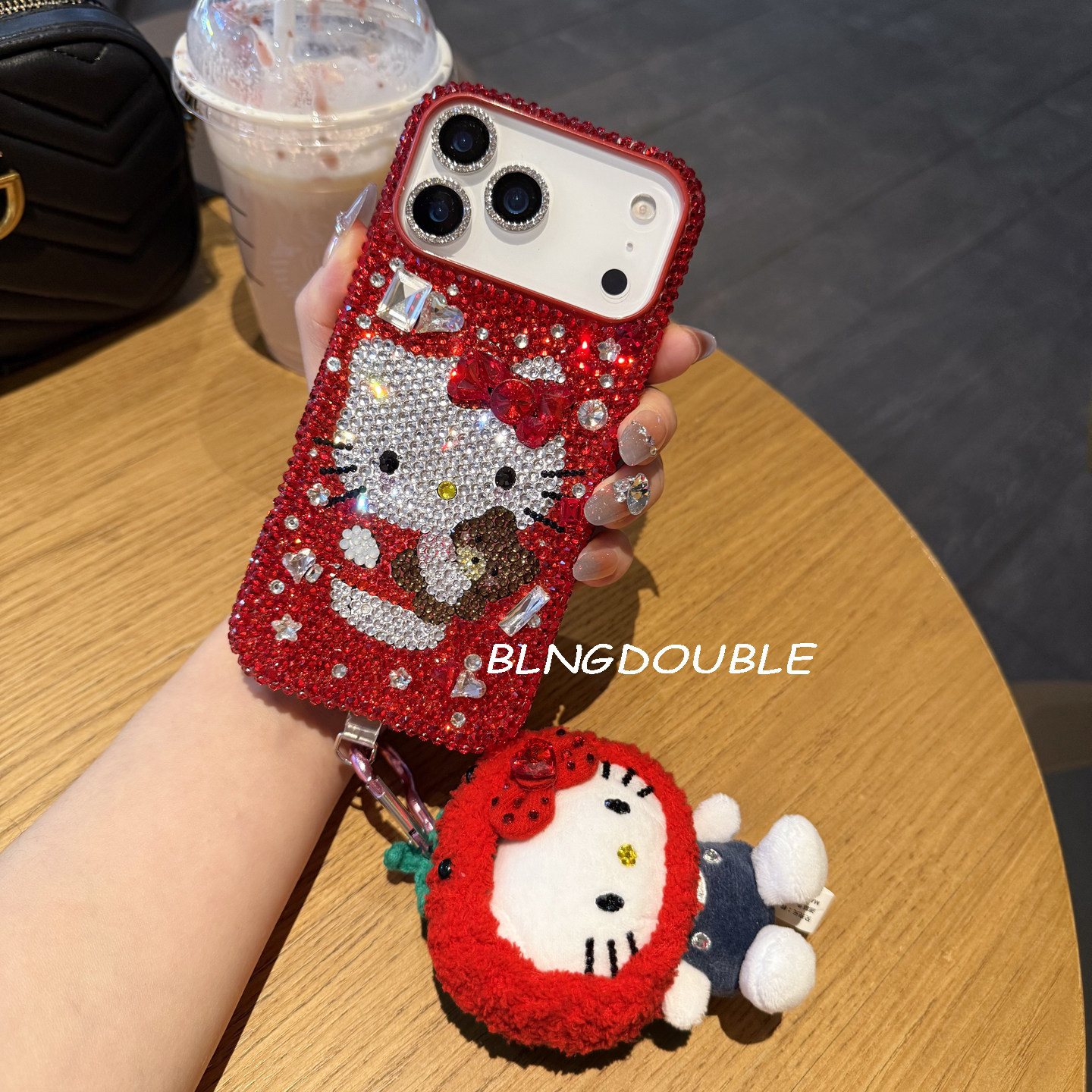中国红iPhone17ProMax水钻手机壳苹果16可爱15plus女14卡通猫13潮