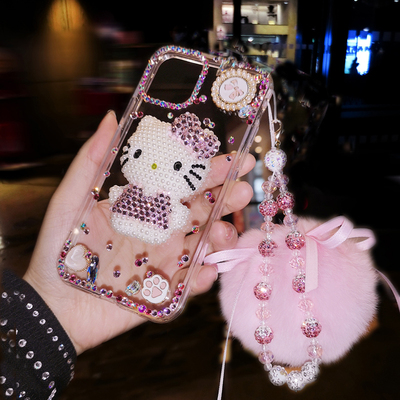 Hello Kitty猫vivoX300Pro卡通镶钻手机壳可爱女X200S带钻闪S60网红保护套19创意S50高级水晶S30防摔S21链S20