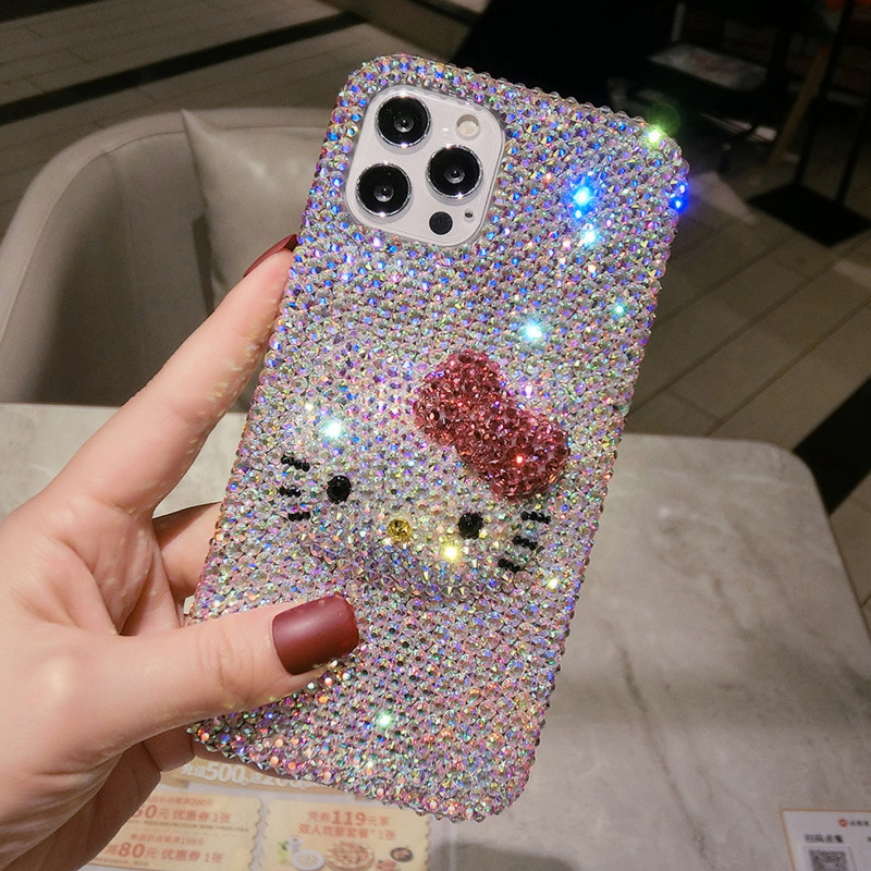 可爱kitty猫oppoReno15镶钻手机壳高档reno14Pro带钻石闪13保护套12全包防摔Findx9奢华11水晶X8网红X7女X6潮