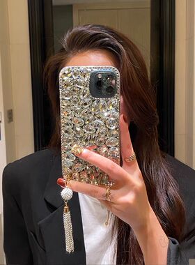新款oppoReno12pro满钻手机壳奢华reno11带钻石闪9se高级水晶findx7镶钻保护套x6网红新款A98流苏A95女34潮牌