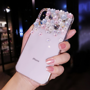 小清新花朵oppoReno12镶钻手机壳高级感reno11pro+带钻石闪9se奢华水晶findx7保护套防摔X6仙女A98透明A95潮4