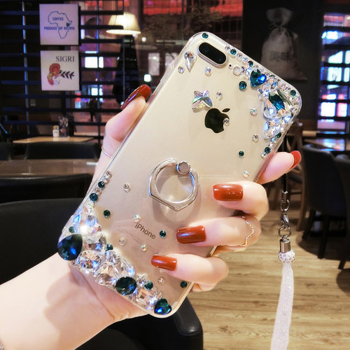 苹果18ProMax手机壳带钻石闪iPhone17奢华女款13mini软15plus水钻14全包16防摔12适用XS保护套11支架透明硅胶