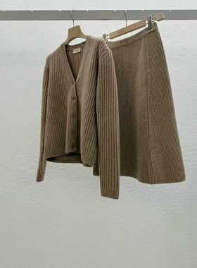 闪闪家 韩国东大门代购STATEMENT超精细美利奴羊毛羊绒针织套装