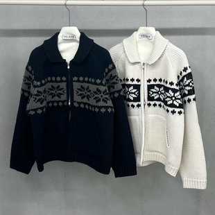 闪闪家 韩国东大门代购HELDER-P北欧风费尔岛拉链毛衣