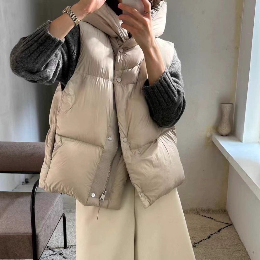 1968简约连帽无袖羽绒马甲