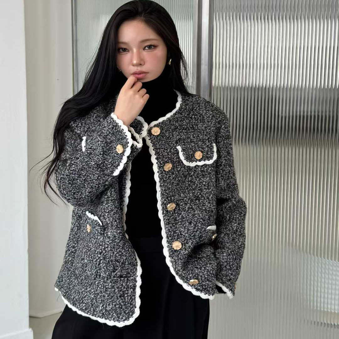 NEROLI36羊毛70%蕾丝镶边加绒