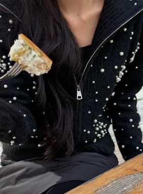 闪闪家 韩国东大门代购NEROLI 36珍珠镶嵌羊毛混纺毛衣