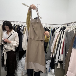 闪闪家 BREATHE叠搭挂脖绑带休闲连衣裙 韩国东大门代购