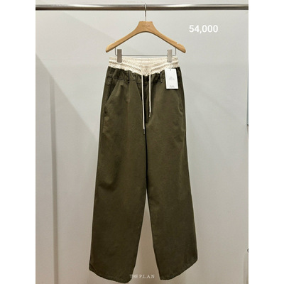 THEPLAN拼接腰头直筒舒适休闲裤