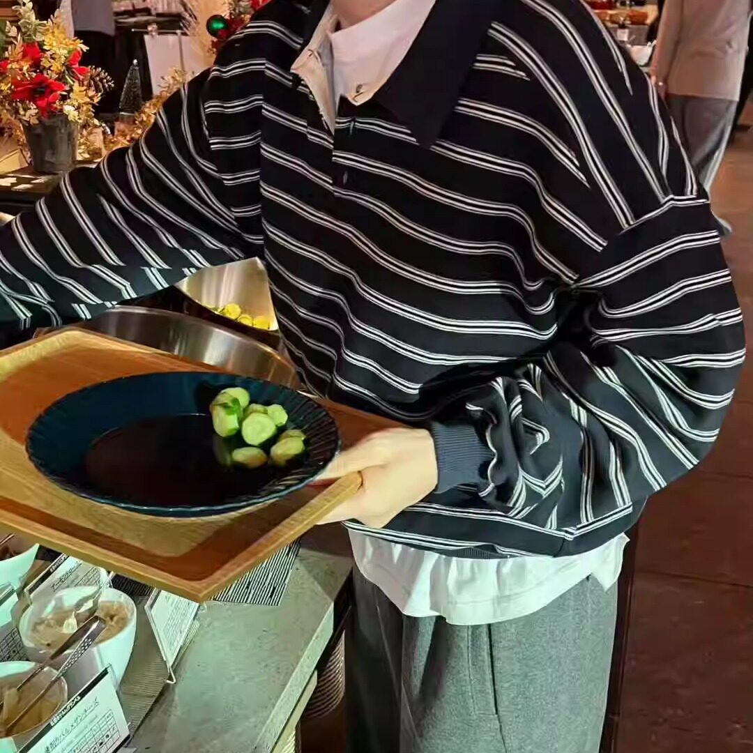 SELFSERVICE加绒舒适条纹