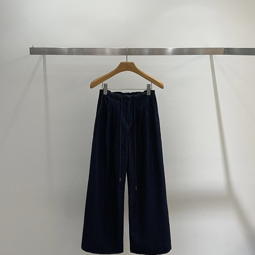 闪闪家 韩国东大门代购TASTE抽绳系带休闲宽大直筒牛仔裤