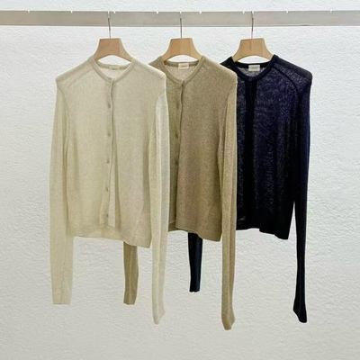 STATEMENT超薄透系扣针织开衫