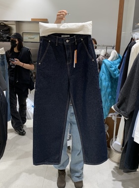 闪闪家 韩国东大门代购TEMPTING深色原色系直筒牛仔裤