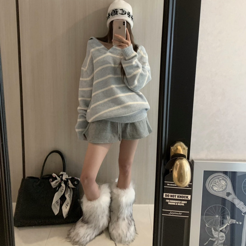 现货VIRKIN拼色条纹软糯套头POLO