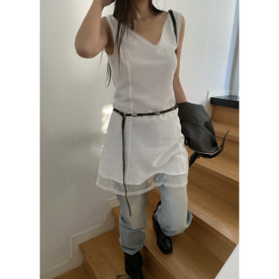 连衣裙 OUPPT蕾丝镶边V领无袖 闪闪家 韩国东大门代购