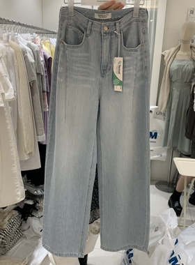 闪闪家 韩国东大门代购MONDAY TO SUNDAY夏季浅色直筒牛仔裤
