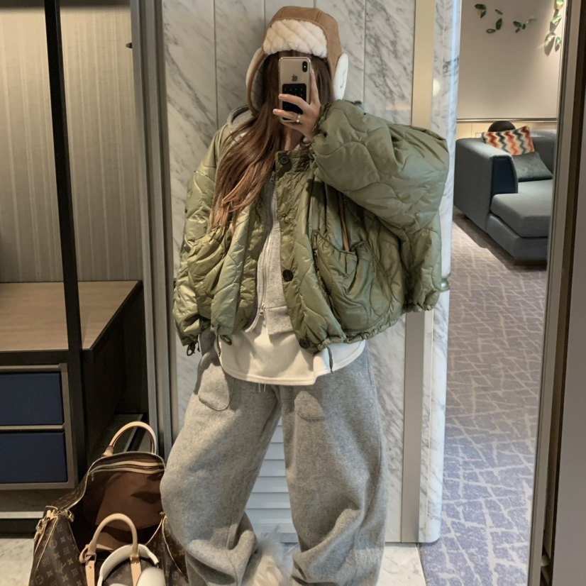 现货VIRKIN双面可穿绗缝薄棉服