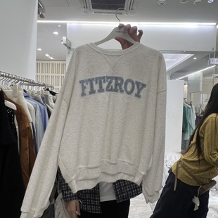 套头卫衣 BREATHE字母贴花休闲春款 闪闪家 韩国东大门代购