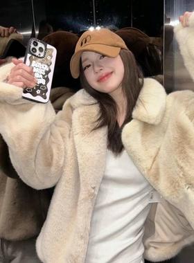 闪闪家 韩国东大门代购LOVE YOU SO MUCH爆款手人造毛毛外套