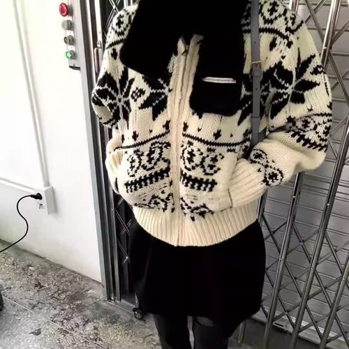 WEARE/WELOVER羊毛拉链雪花毛衣