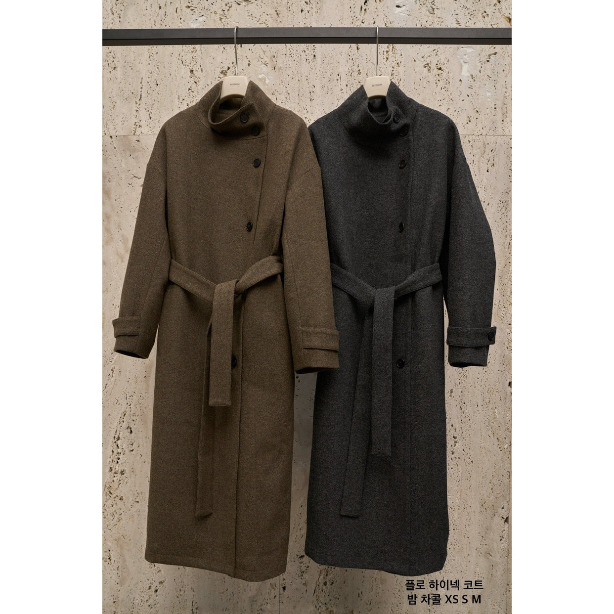 BLOSSOM羊毛80%立领束腰气质大衣