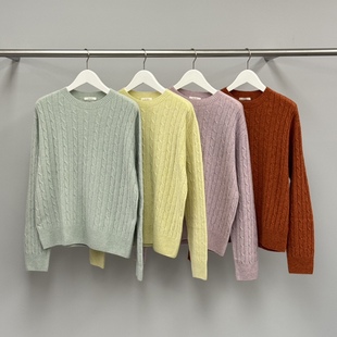 闪闪家 韩国东大门代购WATER进口浣熊毛混纺麻花毛衣