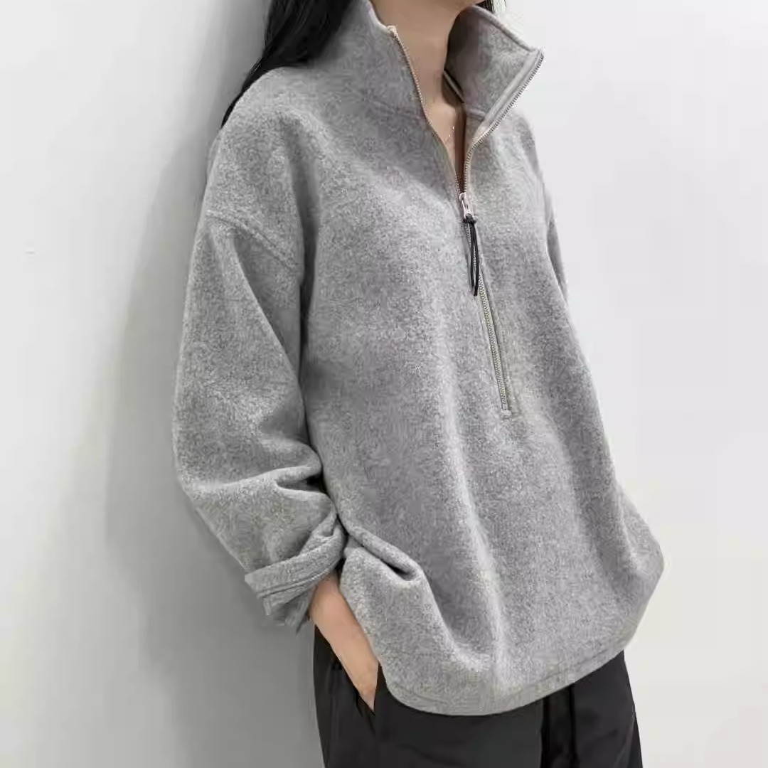 ARCHITEKT羊毛绒面拉链宽松套头