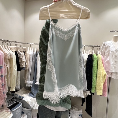 BYFLOW蕾丝镶边吊带叠搭连衣裙