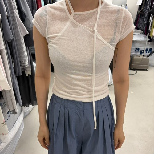 SOLDOUT设计感缠绕脖带天丝t