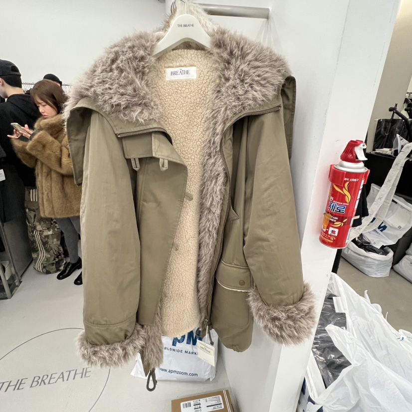 BREATHE时髦大翻领羊羔毛大外套